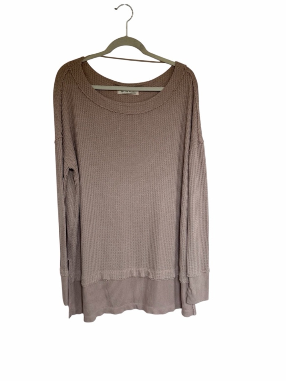 We‎ The Free North Shore Thermal Long Sleeve Boho Waffle Knit Beige Top
